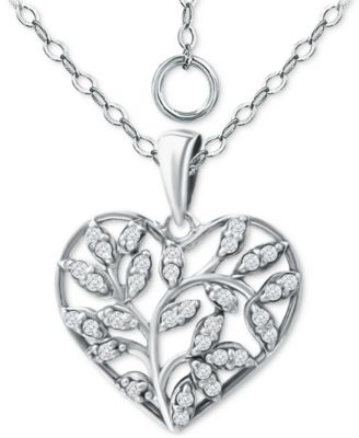 Cubic Zirconia Heart 16" Pendant Necklace