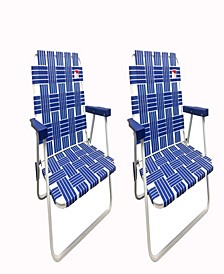 Low Profile Reinforced Steel Powder Coated Webbed Folding Lawn/Camp/Beach Chair, Set of 2