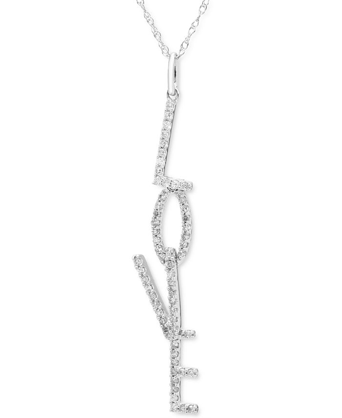 Macy's - Diamond Love Pendant Necklace (1/4 ct. t.w.) in 10k White Gold