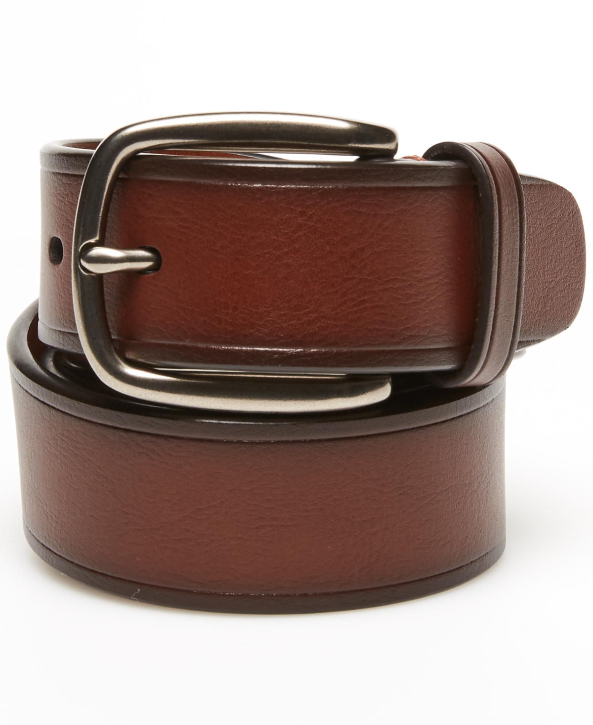 Men's Faux Leather Triple-Stitch Casual Belt - Brown