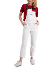 White Logo Skinny Denim Overalls