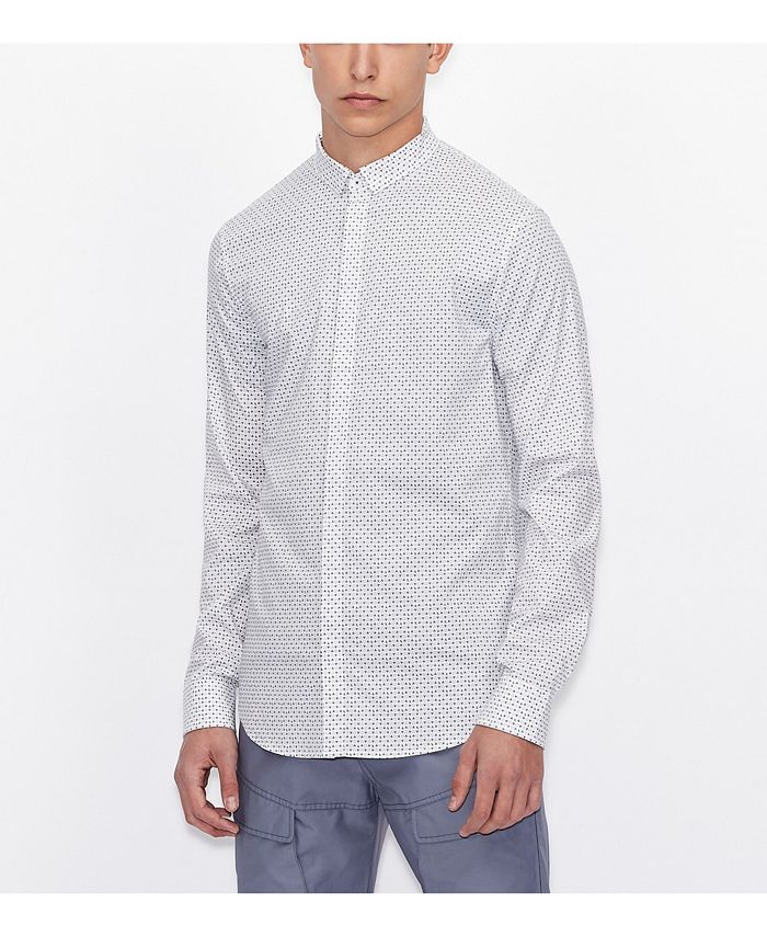 A|X Armani Exchange Long Sleeve All-Over Micro Logo Button Shirt - Macy's