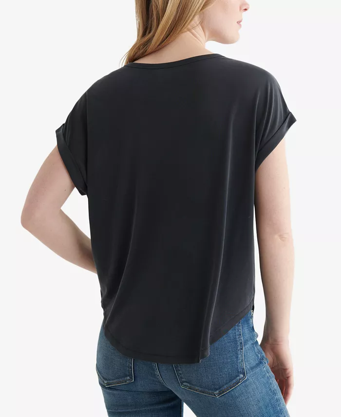 Women's Short Sleeve Sandwash Dolman T-Shirt - thumbnail 3