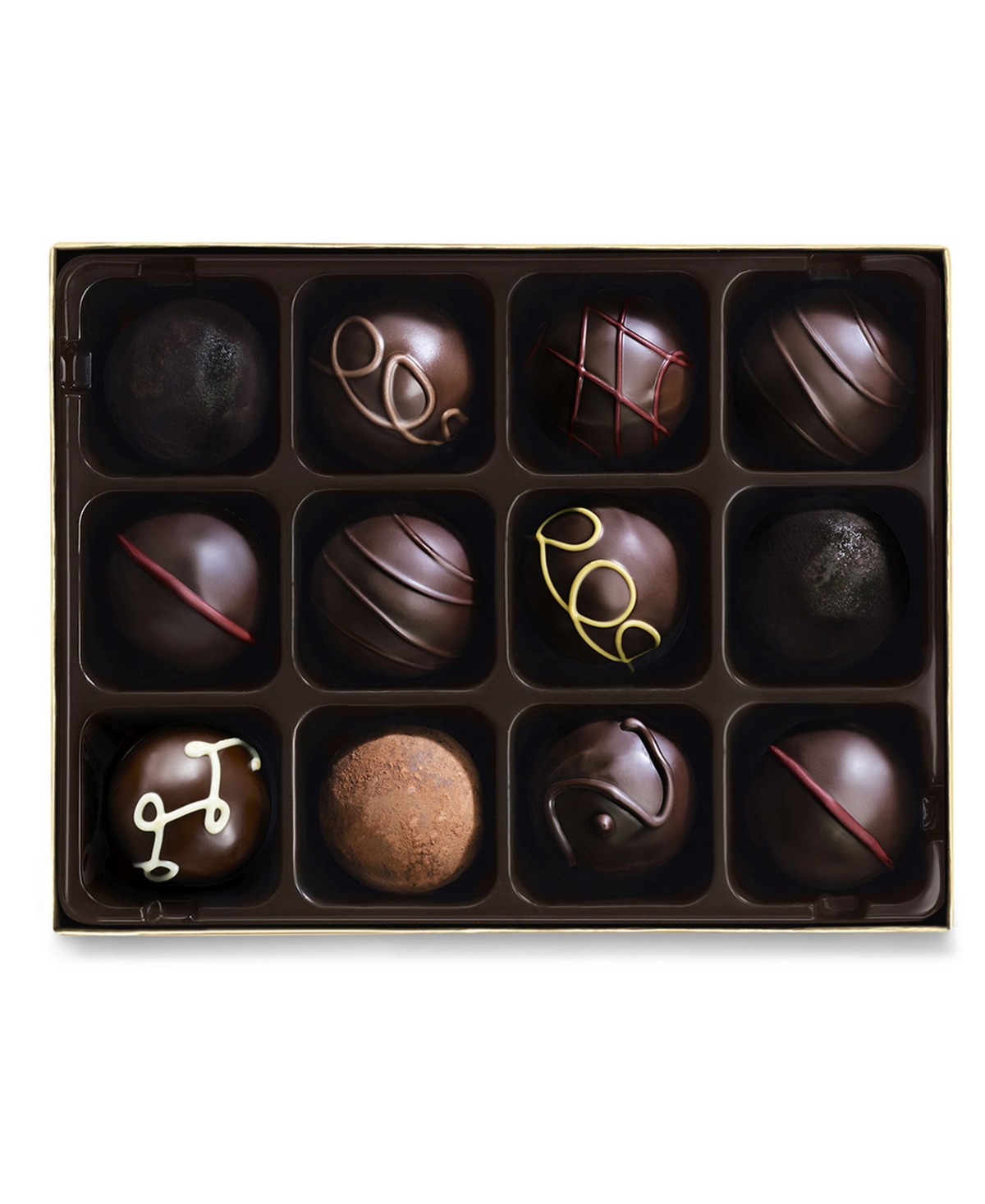 Godiva Dark Truffles Gift Box, 12 Pieces In Transparent