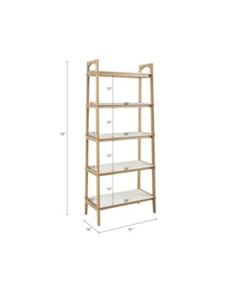 Parker 31"W Mid-century Trestle 5 Tier Wooden Shelf / Bookcase