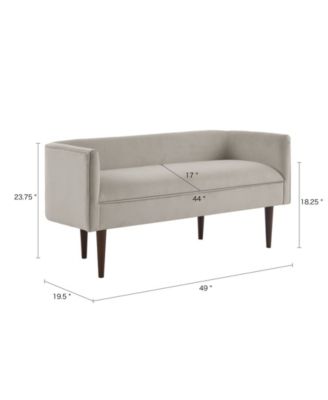 Farrah 49"W Velvet Upholstered Accent Bench with Low Back and Sides