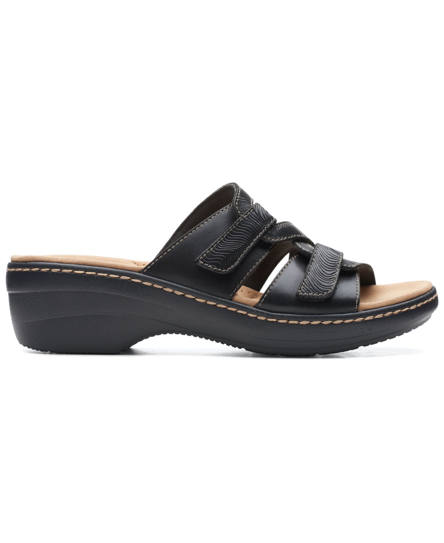 Женские сандалии Clarks Merliah Karli Slip-on Strappy, цвет: Чёрный кожаный — фото 2
