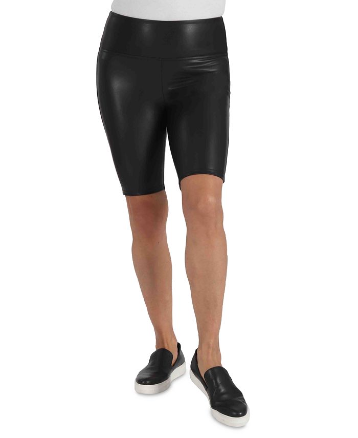 SPANX Faux-Leather Bike Shorts - Macy's