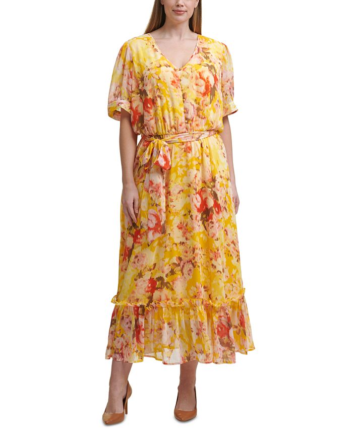 Calvin Klein Plus Size Floral-Print Maxi Dress - Macy's