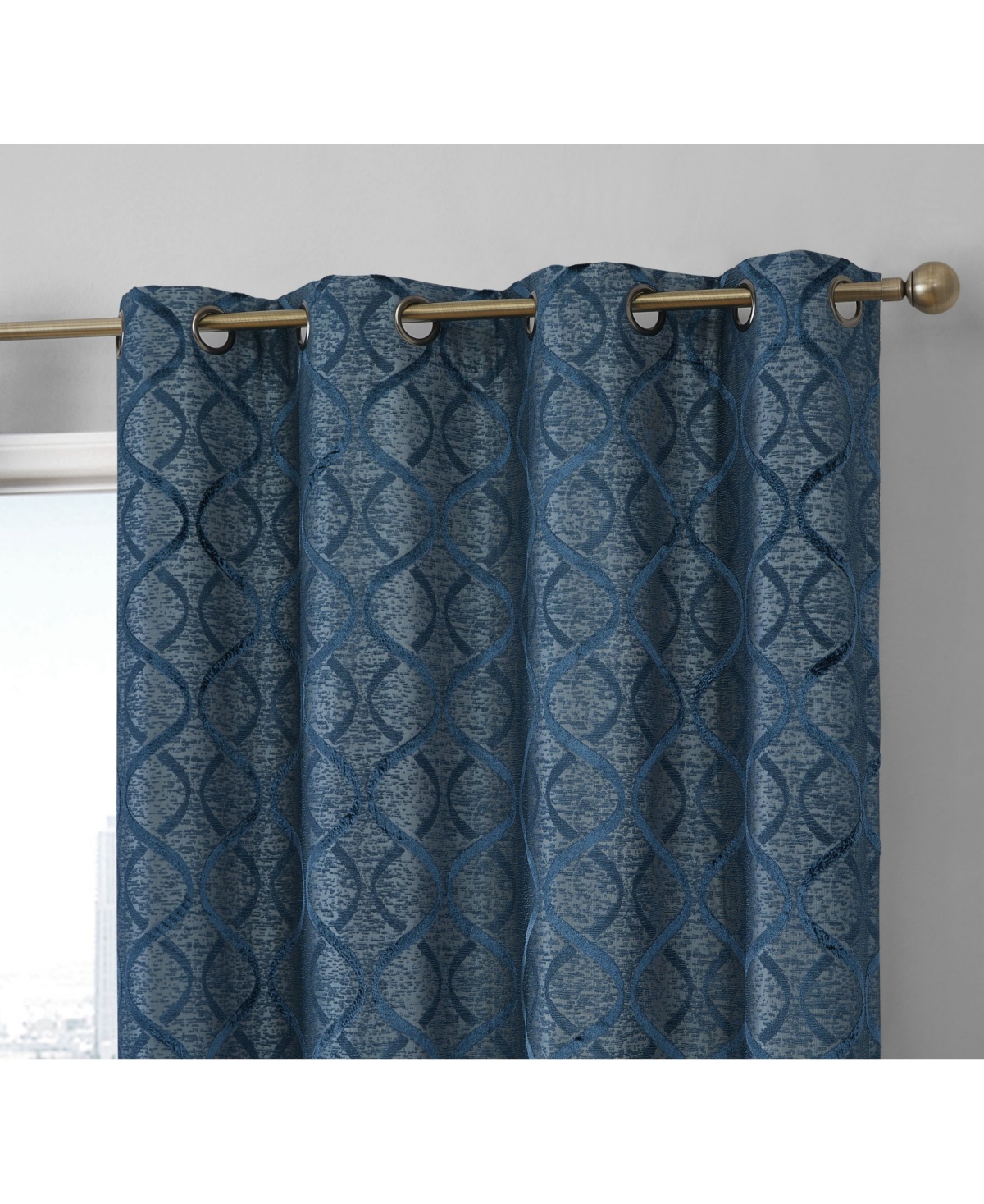 Hlc.me Versailles Lattice Flocked 100% Complete Blackout Thermal Insulated Window Curtain Grommet Panels, Energy Savings & Soundproof