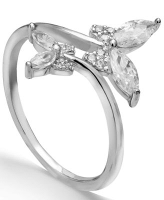 Cubic Zirconia Butterfly Bypass Ring in Sterling Silver, Created for Macy's