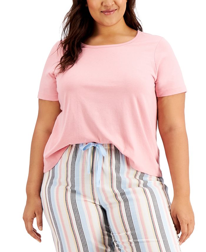Jenni Plus Size Ribbed-Knit Sleep T-Shirt, Created for Macy's - Macy's
