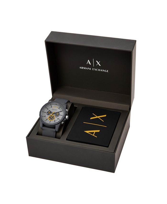 A|X Armani Exchange AX Men's Chronograph Gray Silicone Strap Watch with ...