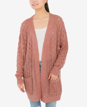Hippie Rose Juniors' Open-Stitch Cardigan