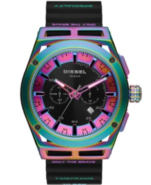 Shop Diesel Men's Timeframe Chronograph Black Silicone Strap Watch 48mm