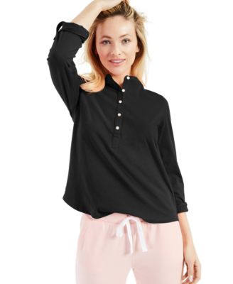 Style & Co - Cotton Cuffed-Sleeve Henley Top