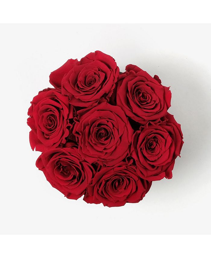 Infinity Roses Round Box of 7 Red Real Roses Preserved To Last Over A Year Macy's