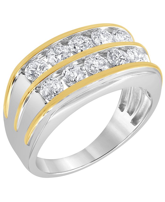 Macy's - Men's Diamond Double Row Ring (2 ct. t.w.) in 10k Gold & White Gold