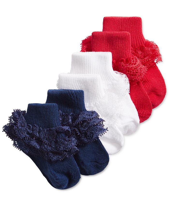 First Impressions Baby Girls 3Pack Lace Anklet Socks, Created for Macy