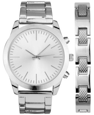 Photo 1 of International Concepts Men's Brushed Silver-Tone Watch 46mm and Bracelet Gift Set, Created for Macy's (Gift Box)