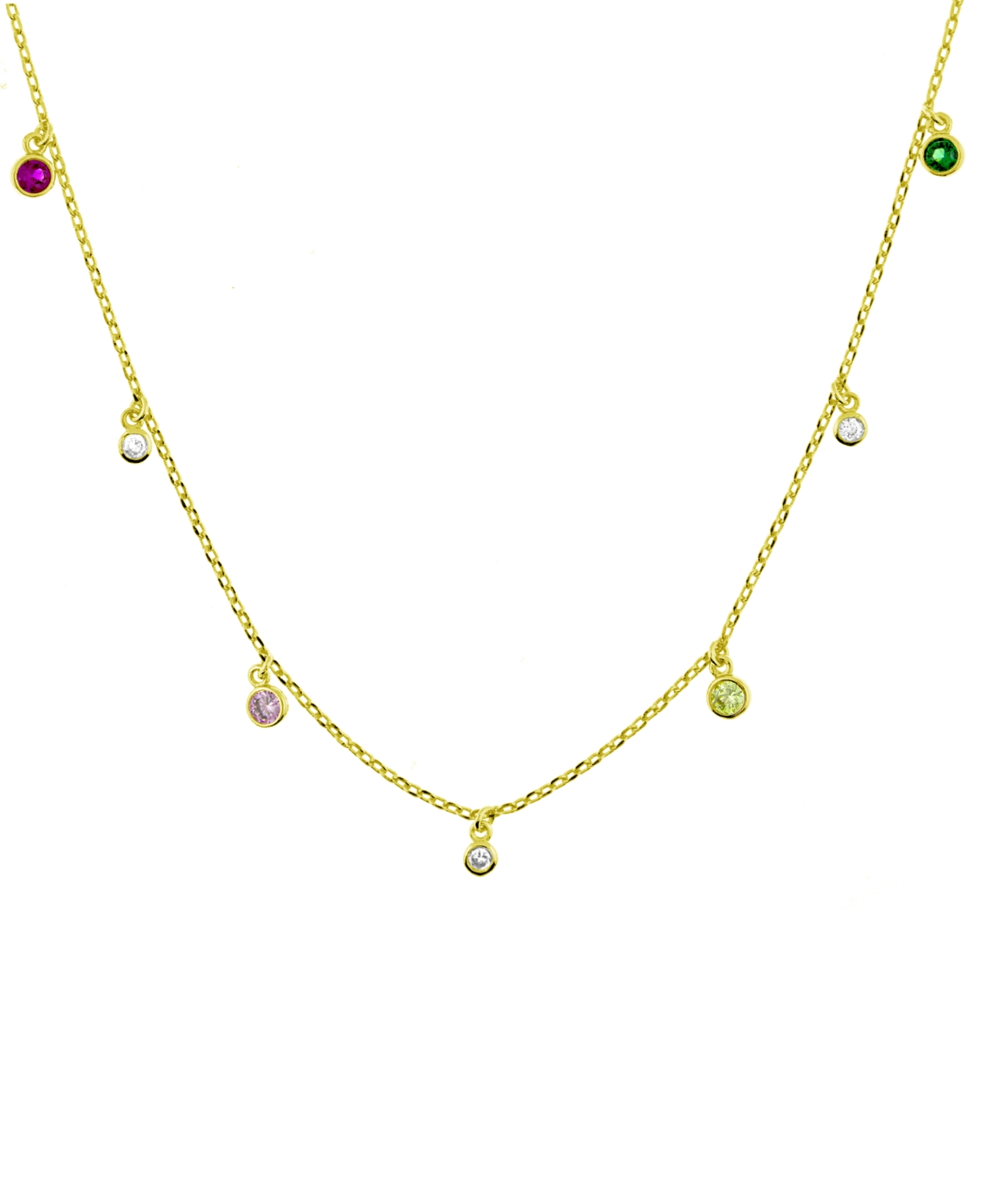 And Now This Multi Cubic Zirconia Drop Necklace in Gold Plate, 16+2 E
