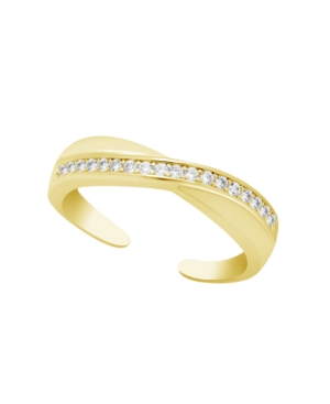 Essentials Cubic Zirconia Crossover Toe Ring In Gold Plate Or Silver Plate