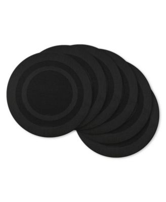 DII Black Round PVC Doubleframe Placemat (Set of 6)