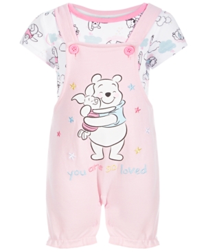 Disney Baby Girls 2-Pc Winnie the Pooh Shortall & T-Shirt Set