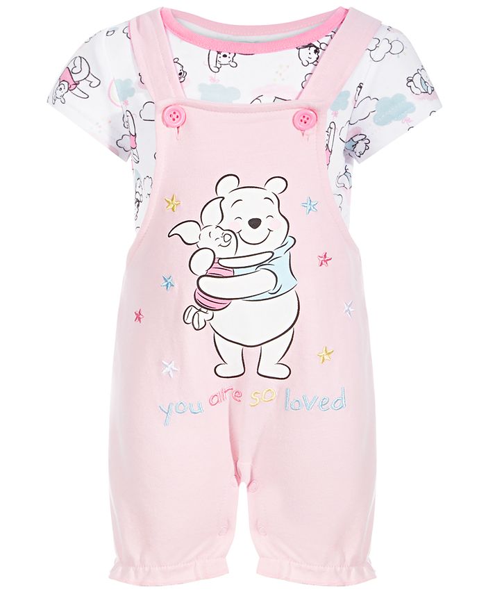 Disney Baby Girls 2 Pc. Winnie the Pooh Shortall T Shirt Set