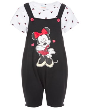 Disney Baby Girls 2-Pc Minnie Mouse Shortall & Printed T-Shirt Set