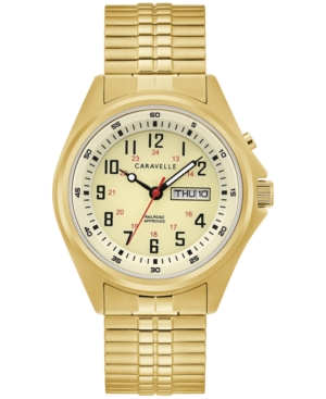 Caravelle Men's Traditional Gold-tone Stainless Steel Expansion Bracelet Watch 40mm