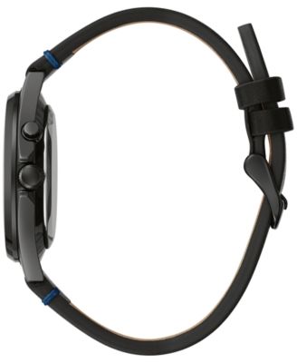 Men's Traditional Black Leather Strap Watch 40mm