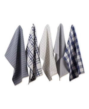 Design Imports Design Import Farmhouse Woven Dishtowel, Set Of 5 In Blue