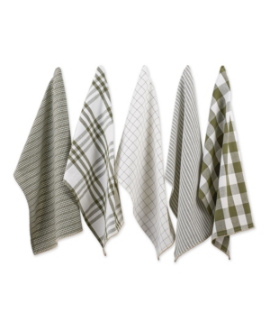 Design Imports Design Import Farmhouse Woven Dishtowel, Set Of 5 In Sage