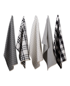 Design Imports Design Import Farmhouse Woven Dishtowel, Set Of 5 In Black