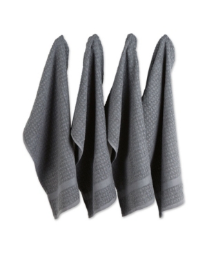 Design Imports Design Import Solid Waffle Terry Dishtowel, Set Of 4 In Gray
