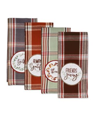 Thanksgiving Cozy Picnic, Plaid Dishtowel, Set of 4