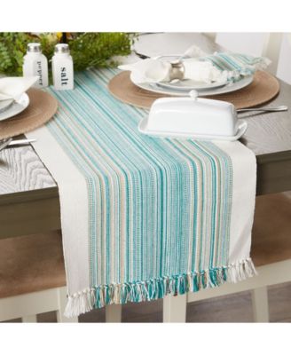 Striped Fringed Table Runner, 14" x 72"