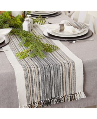 Striped Fringed Table Runner, 14" x 108"
