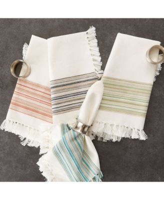 Fringed Stripe Table Toppers, 20" x 20", Set of 6