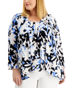 Kasper Plus Size Printed Cardigan