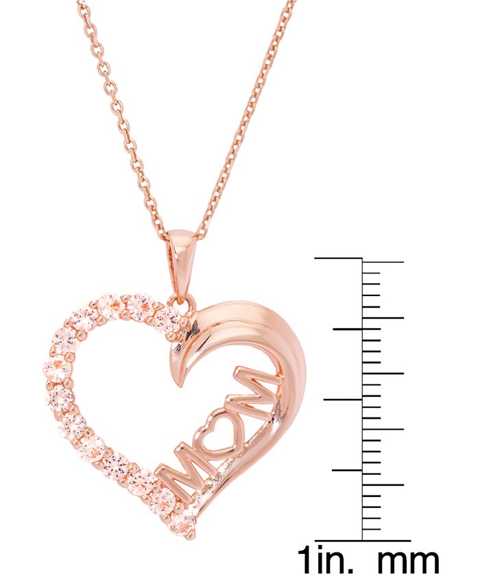 Macy's - Simulated Morganite Mom Heart Pendant 18" Necklace in Rose Gold Plate