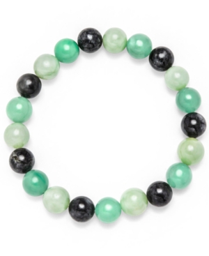 Macy's Dyed Multicolor Jade Stretch Bracelet In Silver