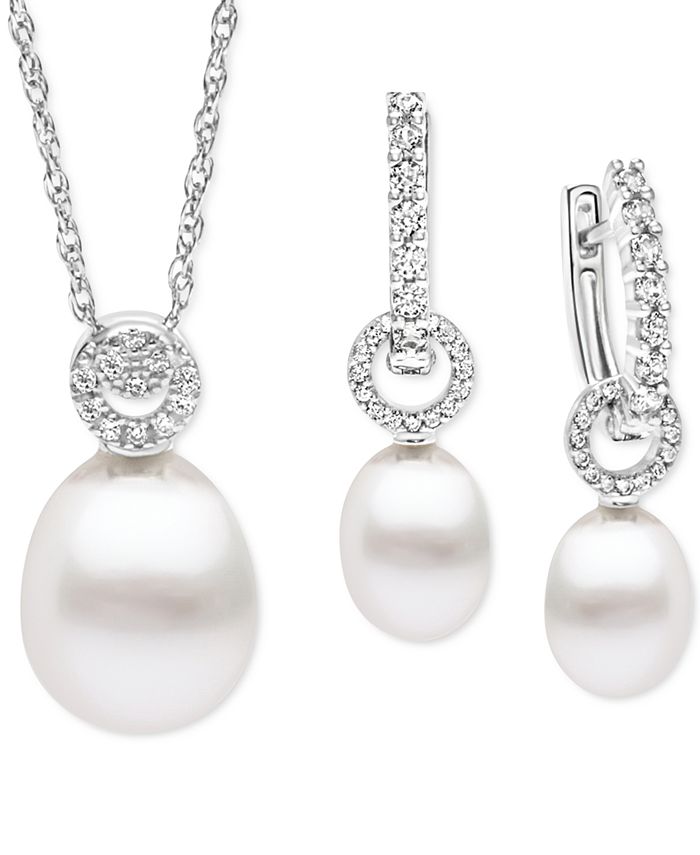 Macy's pearl sale jewelry set