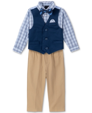 Nautica Baby Boys Shirt Solid Twill Vest Pants & Bowtie Set