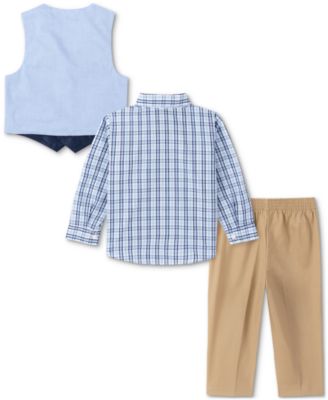 Baby Boys Shirt, Solid Twill Vest, Pants & Bowtie Set