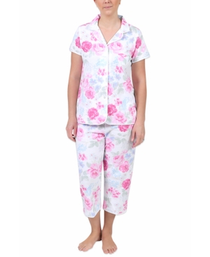 Miss Elaine Floral-Print Cropped Pajama Pants Set