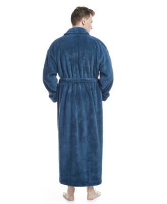 Men's Shawl Collar Full Ankle Length Fleece Bathrobe