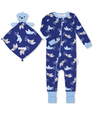 Max & Olivia Baby Boys 1-Piece Elephant-Print Coverall with Blankie Baby