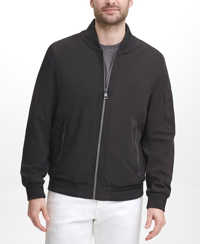 Calvin Klein Tonal Macy\'s Men\'s - Flight Jacket Logo with Embroidered Full-Zip